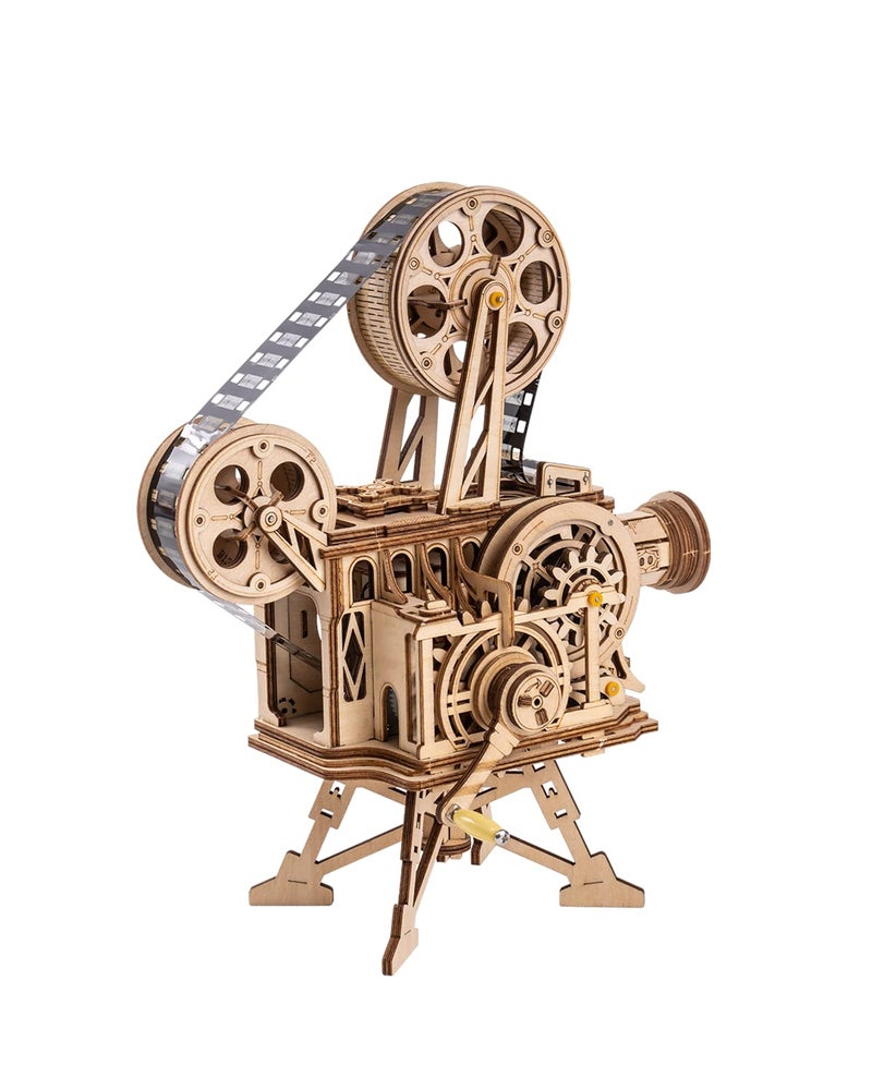 Rowood 3D Puzzle for Adults, DIY Wooden Model Kit for Adults to Build, Handheld Film Mechanical Gear Building Set, Birthday Vitascope Projector - Image 1